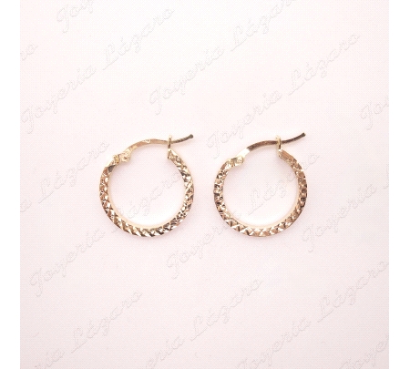 PEND. AROS ORO 18 KTS TABLA FACETADA 18MM EXT.                                                      