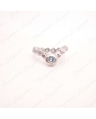 SORTIJA PLATA CHAPADA PLATINO SWAROVSKI COLOR AGUAMARINA                                            