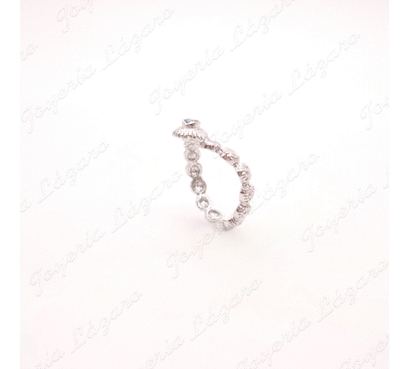 SORTIJA PLATA CHAPADA PLATINO SWAROVSKI COLOR AGUAMARINA