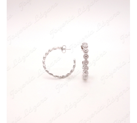 PEND. AROS PLATA CHAPADO PLATINO ROSETAS IBICENCAS