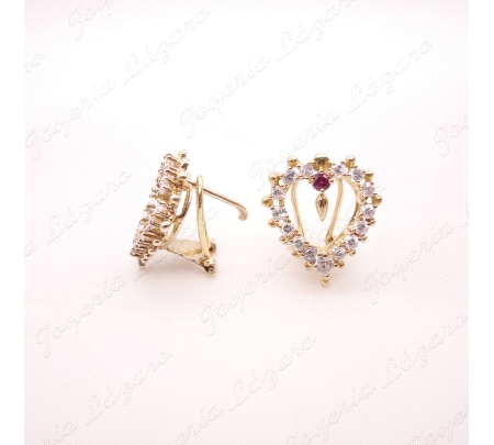 PEND. PLATA CHAPADA ORO CORAZON CALADO CIRCONITAS ENGASTE+1 ROJA