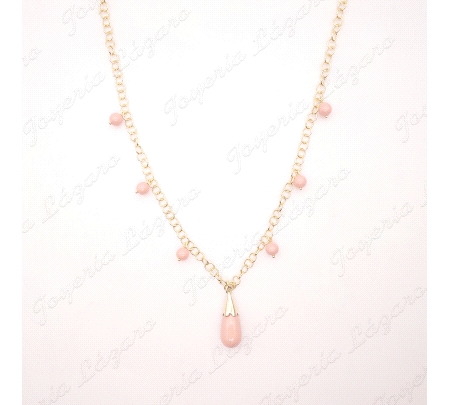 GARGANTILLA PLATA CHAPADA ORO PERLITAS SINT. CORAL+PERA                                             