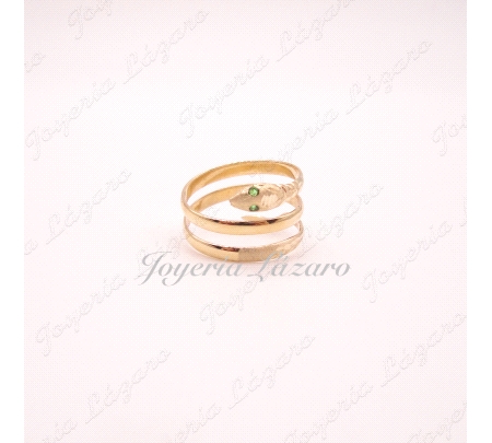 SORTIJA ORO 18 KTS SERPIENTE OJOS VERDES 1VUELTA CABEZA+COLA