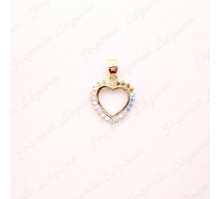 COLGANTE ORO 18 KTS CORAZON FILO CIRCOS COLORES 13MM