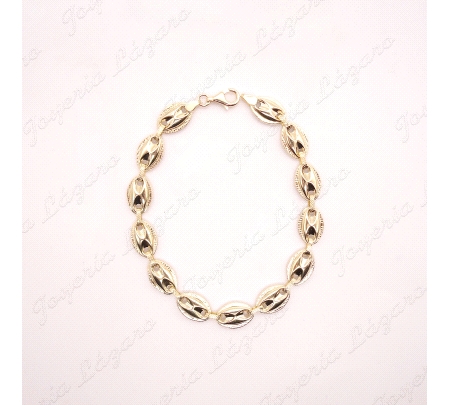 PULSERA ORO 18 KTS 13 CALABROTES 11X8.9MM CERCO TALLADO