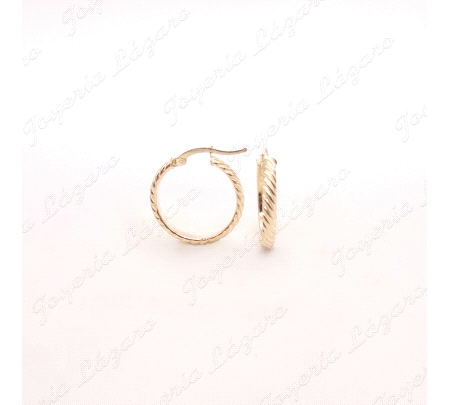 PEND. AROS ORO 18 KTS 1/2 CAÑA TRENZADO 3MMX16                                                      