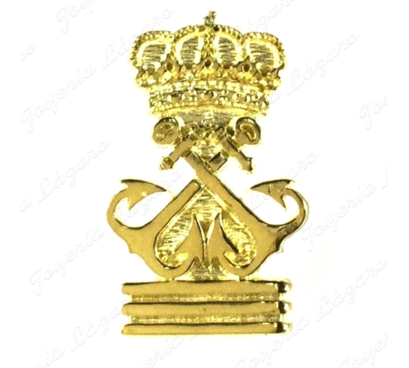 PIN, INSIGNIA, EMBLEMA PLATA CHAPADA EN ORO CAPITAN DE YATE 10X17MM