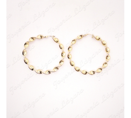 PEND. AROS ORO 18KT OCASION RIZADOS  7MMX52 INT.                                                    