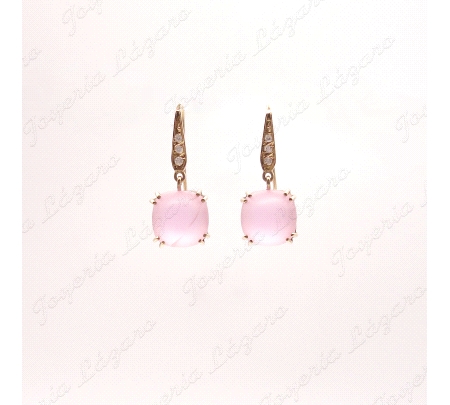 PEND. LARGOS ORO 18KT OCASION PALO HIPPIE CUARZO ROSA                                               