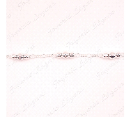 PULSERA PLATA BOLITAS TALLADAS BRILLO                                                               