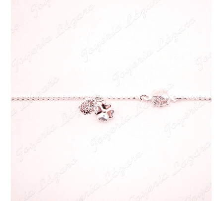 PULSERA PLATA MARIQUITAS + TREBOL SUERTE                                                            