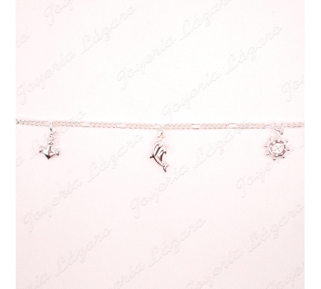 PULSERA PLATA ANCLA+DELFIN+TIMON                                                                    