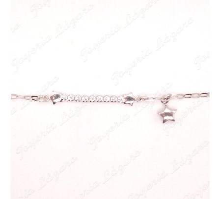 PULSERA PLATA CHATONES CIRCO ESTRELLAS +ESTRELLA COLGADA                                            