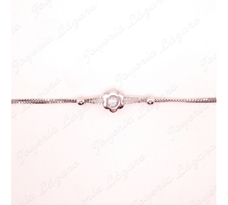PULSERA PLATA CADENA DOBLE 2 BOLAS FLOR CIRCO                                                       
