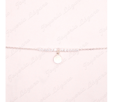 PULSERA PLATA CIRCONITAS CENTRO DISCO COLGADO                                                       