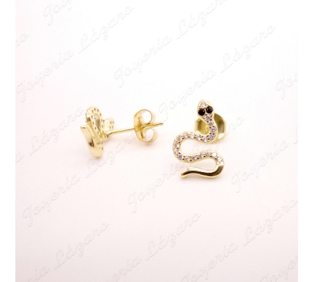 PEND. TORN. PLATA SERPIENTES CIRCONITAS OJOS NEGROS RODIO/DORADO