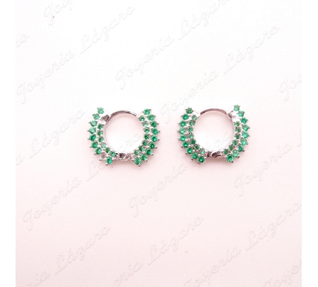 PEND. AROS PLATA CIRONITAS VERDE ESMERALDA 14MM