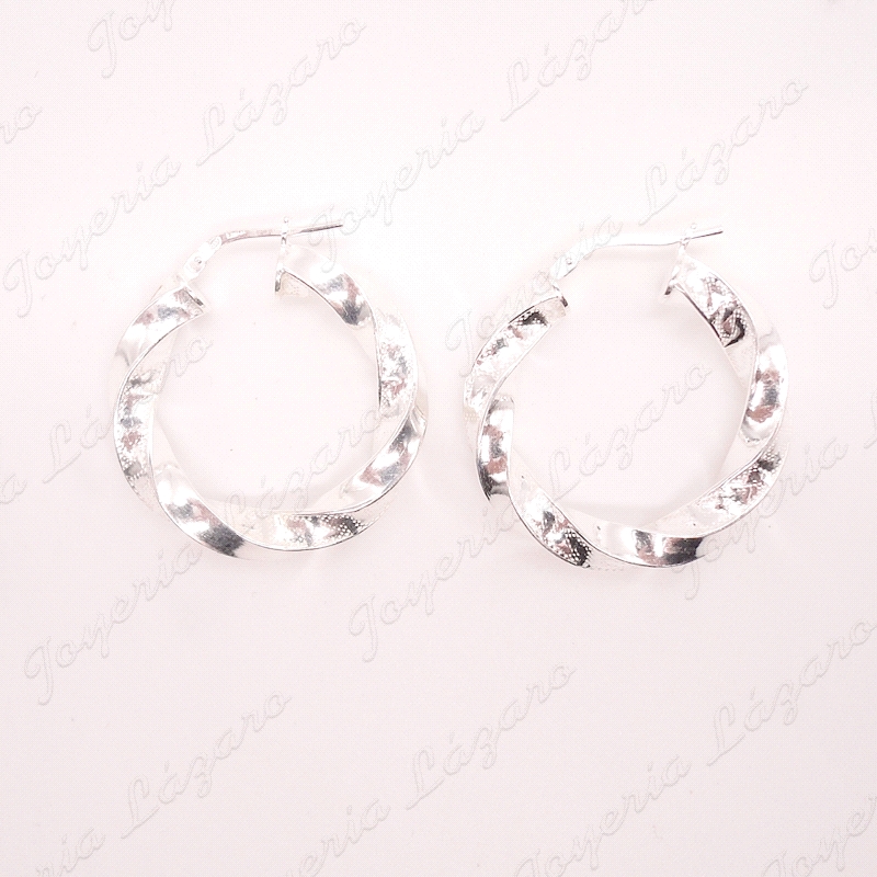 PEND. AROS PLATA RIZO TALLA GRECA 30X21X5MM                                                         