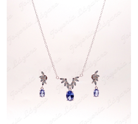 JUEGOS PLATA GARNTLL+PENDT P.TURQUESAS LAGRIMA AZUL