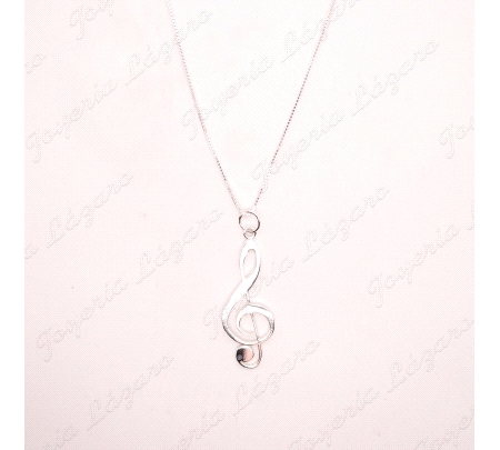 GARGANTILLA PLATA NOTA MUSICAL CLAVE DE SOL GRANDE                                                  