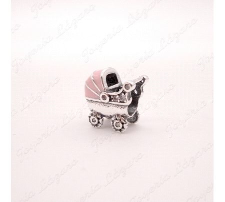 ABALORIO PLATA COCHECITO BEBE ESMALTE