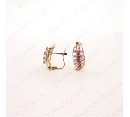 PEND. ORO 18KT OCASION HOJA VERTICAL CIRCOS. ROJO Y BLANCO                                          