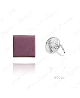 SORTIJA PLATA MAMA +FLOR SOBRE NACAR AJUSTABLE                                                      