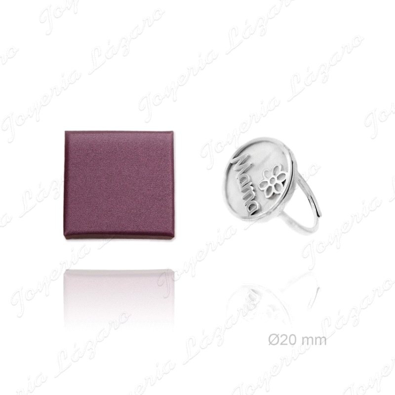 SORTIJA PLATA MAMA +FLOR SOBRE NACAR AJUSTABLE                                                      