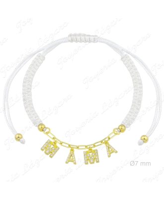 PULSERA MAMA MACRAMÉ +LETRAS SUELTAS PLATA CHAPADA ORO CIRCONITAS                                   