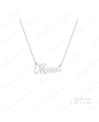 GARGANTILLA PLATA CADENA  FORZADA MAMA ENCURSIVA LISA                                               