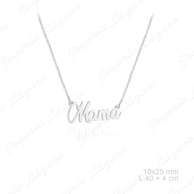 GARGANTILLA PLATA CADENA  FORZADA MAMA ENCURSIVA LISA                                               