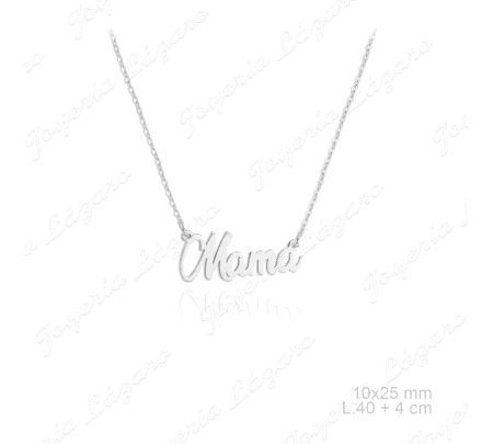 GARGANTILLA PLATA CADENA  FORZADA MAMA ENCURSIVA LISA                                               