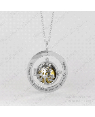 COLLAR PLATA LLAMADOR DE ANGEL PARA MAMA CERCO FRASE                                                