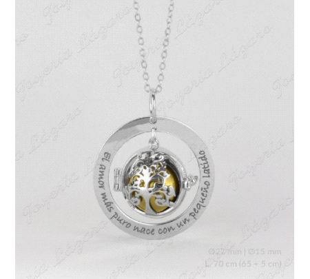 COLLAR PLATA LLAMADOR DE ANGEL PARA MAMA CERCO FRASE