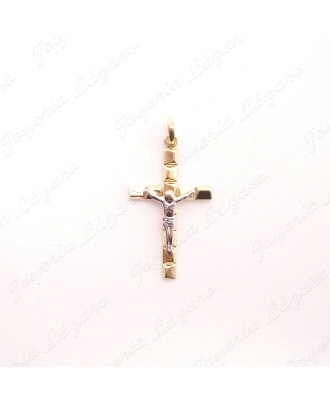 CRUZ ORO 18 KTS BICOLOR 17X30MM CON CRISTO                                                          