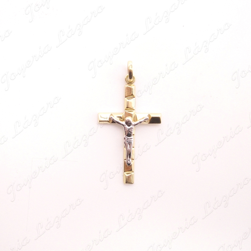 CRUZ ORO 18 KTS BICOLOR 17X30MM CON CRISTO                                                          