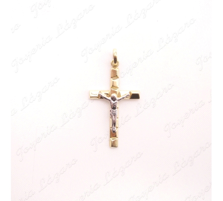 CRUZ ORO 18 KTS BICOLOR 17X30MM CON CRISTO                                                          