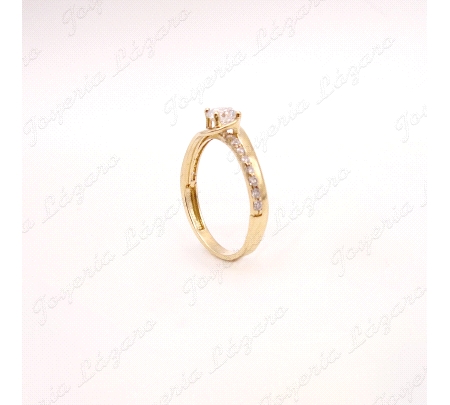 SORTIJA ORO 18 KTS SOLITARIO BRAZOS MICROCIRCO.