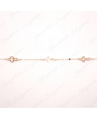PULSERA ORO 18 KTS CADETE CO MUNION 3 CRUCES ESTABON FANTASIA                                       