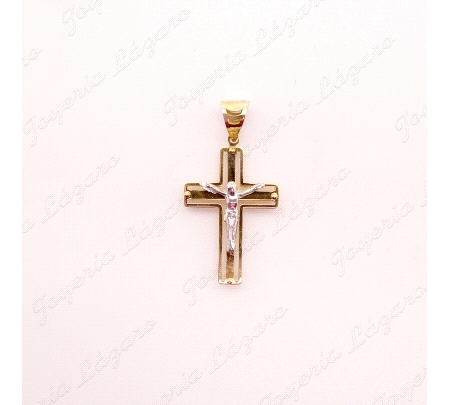 CRUZ ORO 18 KTS DOBLE CUERPO 14x20mm CRISTO EN BL.                                                  
