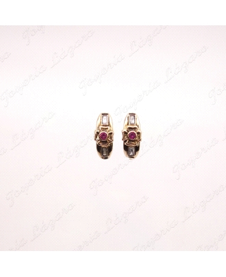 PEND. ORO 18KT OCASION CRUZ RUBI EN CENTRO + CIRCO BAGUETTE C.CAT                                   