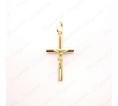 CRUZ ORO 18KT OCASION TUBO4MM CON CRISTO 20X33MM