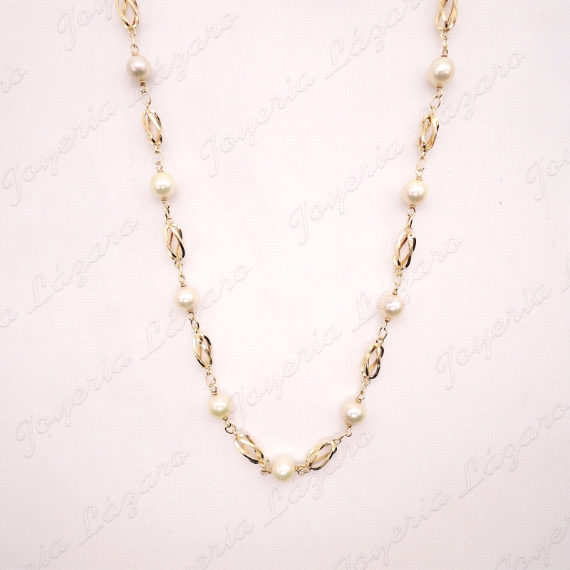 COLLAR ORO 18KT OCASION JAULAS+ PERLAS FANTASIA                                                     