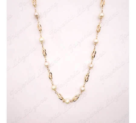 COLLAR ORO 18KT OCASION JAULAS+ PERLAS FANTASIA