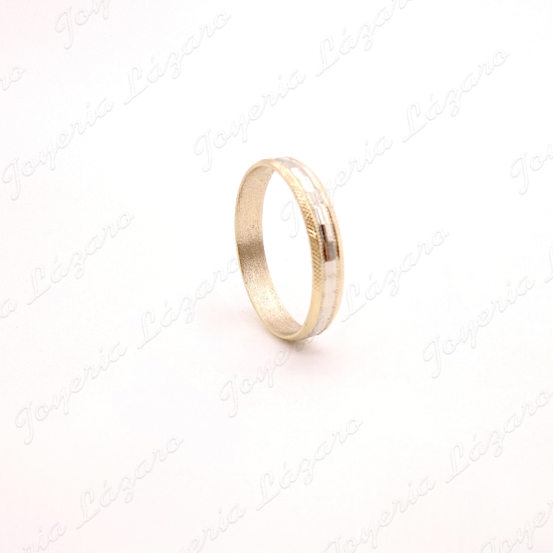ALIANZA ORO 18KT OCASION 4MM BICOLOR CENTRO FACETADO                                                