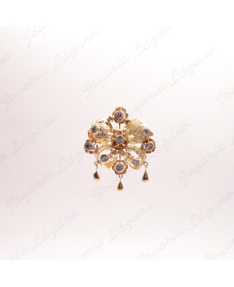 BROCHE ORO 18KT OCASION ROSETON FILIGRANA CORDOBESA+CIRCOS AGUA Y 3                                 