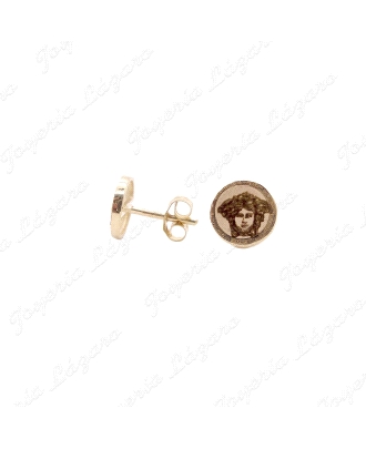 PEND. ORO 18 KTS DISCO 8MM CON MEDUSA GRABADA EN NEGRO                                              