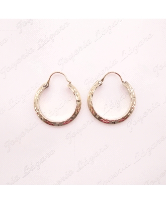 PEND. AROS ORO 18KT OCASION  1/2 CAÑA 3MM TALLADOS 16MM INT.                                        