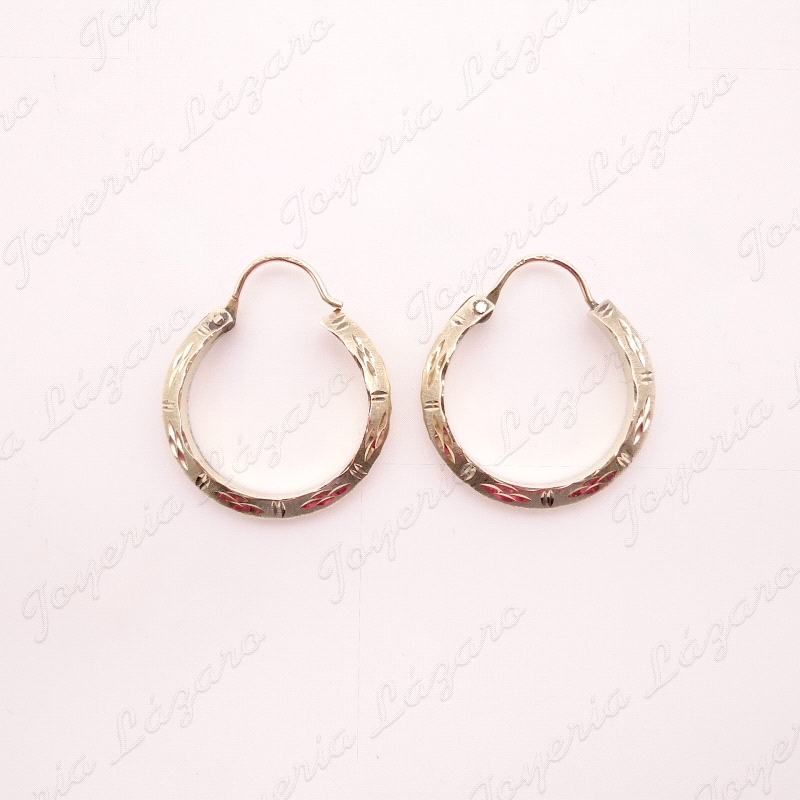 PEND. AROS ORO 18KT OCASION  1/2 CAÑA 3MM TALLADOS 16MM INT.                                        