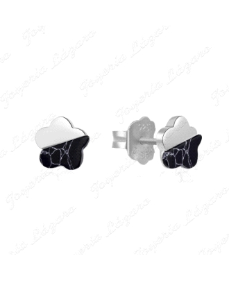 PEND. PLATA FLOR MITAD ESMALTE NEGRO C. PRES.                                                       